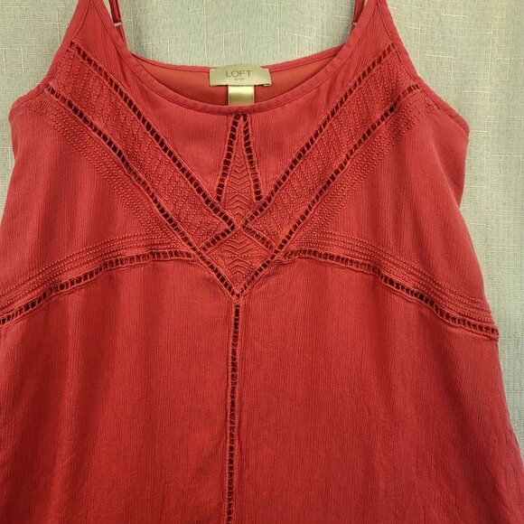 Loft Outlet Womens Sleeveless Magenta Lined Lace-Trimmed A-Line Sundress Small - Picture 2 of 8